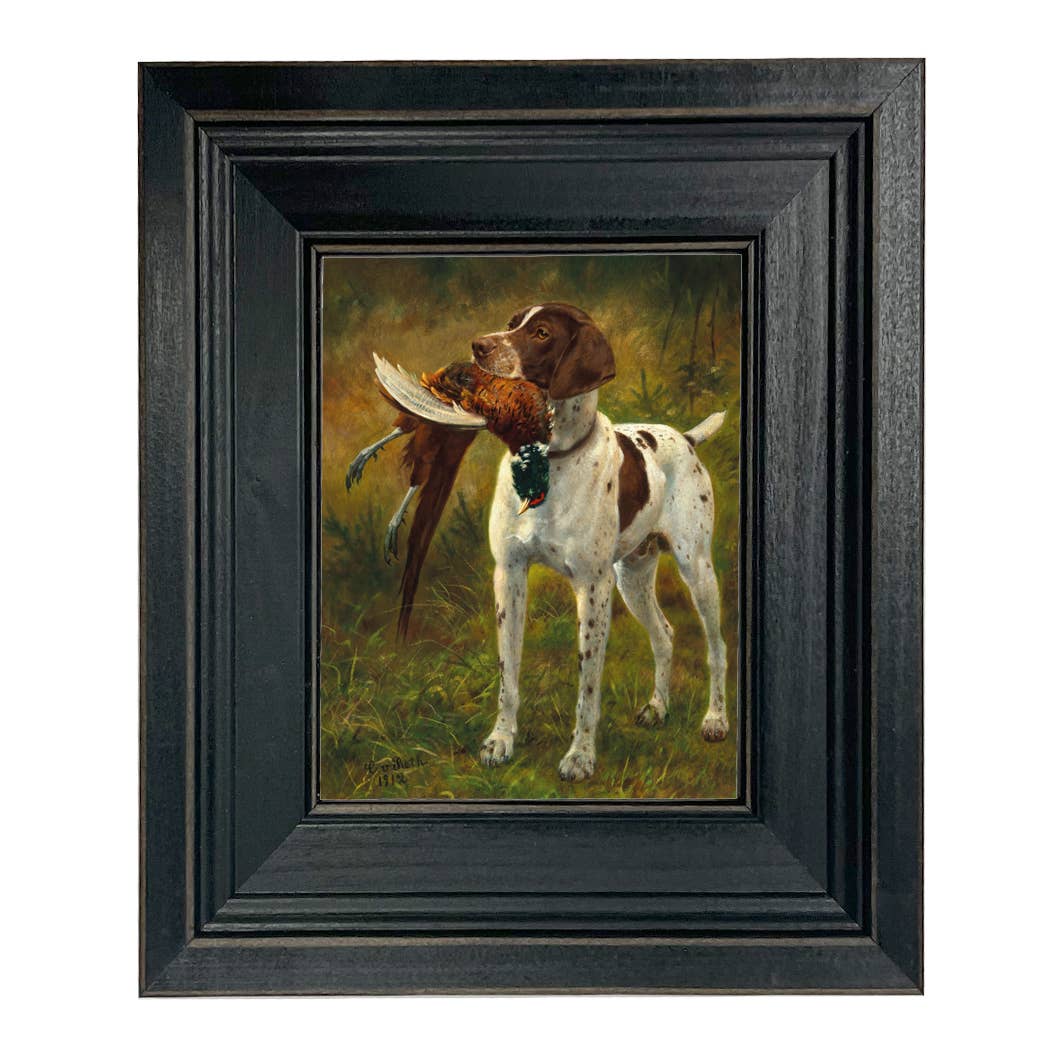 English Pointer with Pheasant Painting Print on Canvas