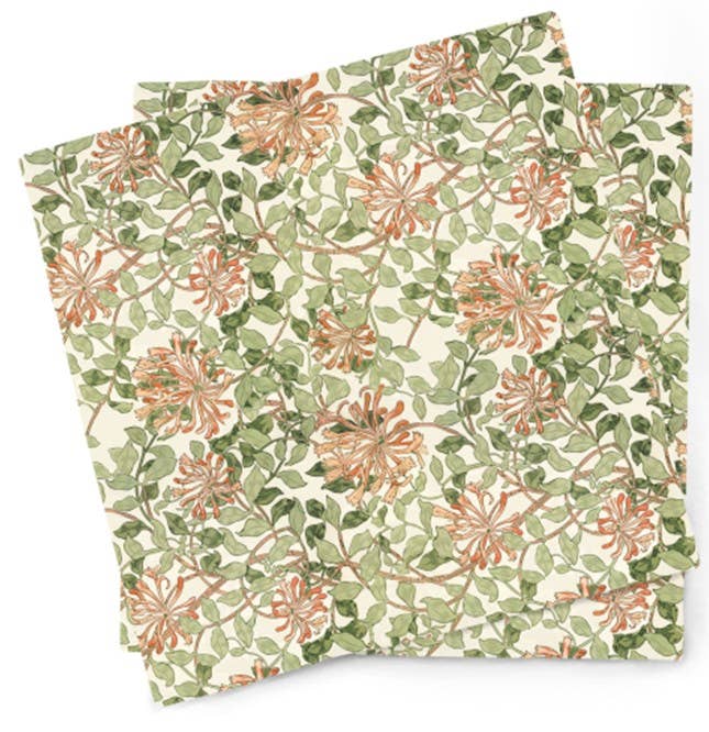 6LLN-WM Stonewashed Linen Print Napkins - Honeysuckle