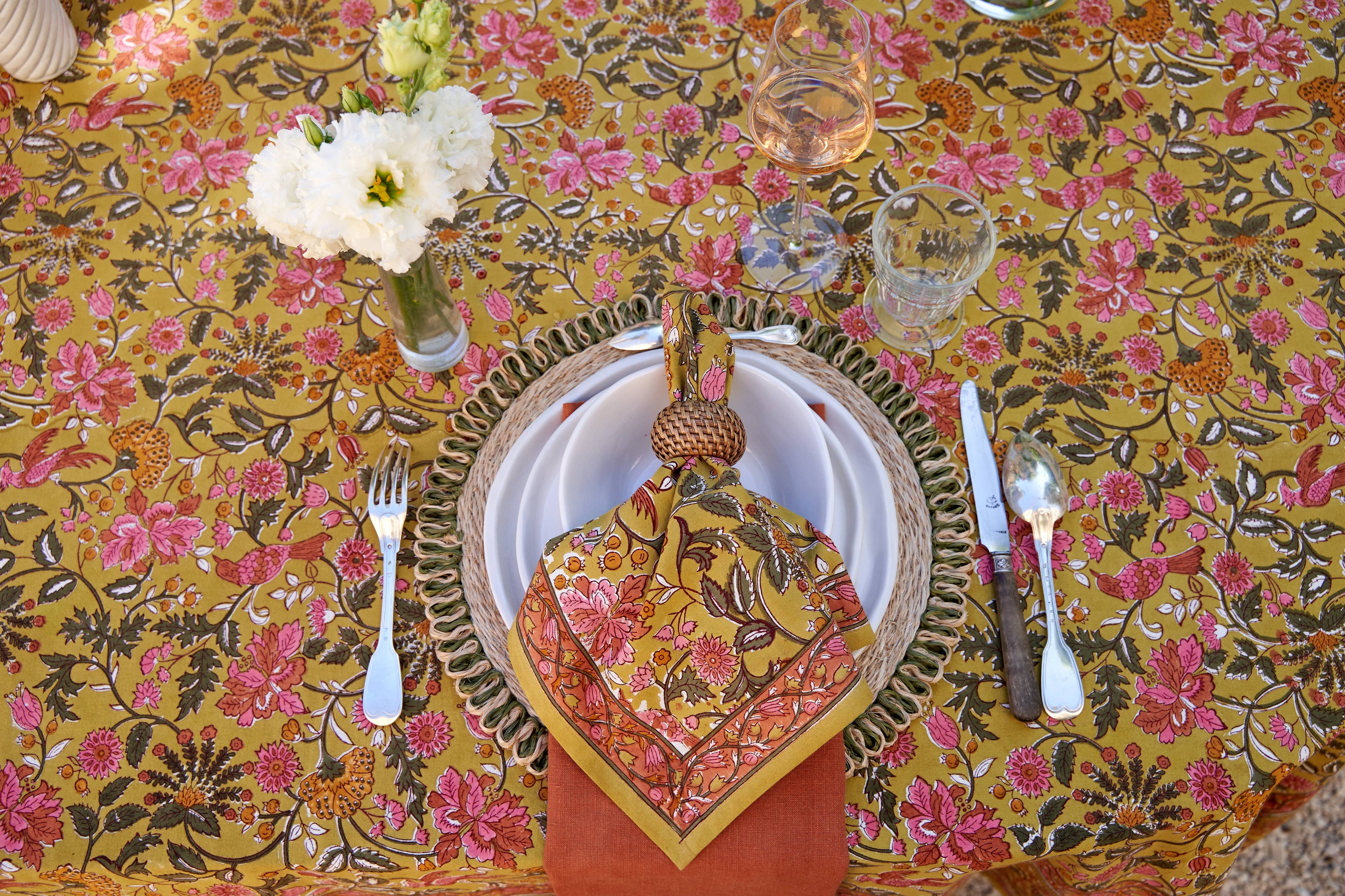 Damaris Pink & Mustard Napkins - Set of 4