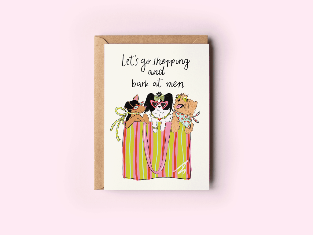 Shopping & Bark at Boys Dogs Girl's Day Greeting Card