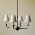 Pigalle 4 Lights Vintage White Linen Lampshades Chandelier