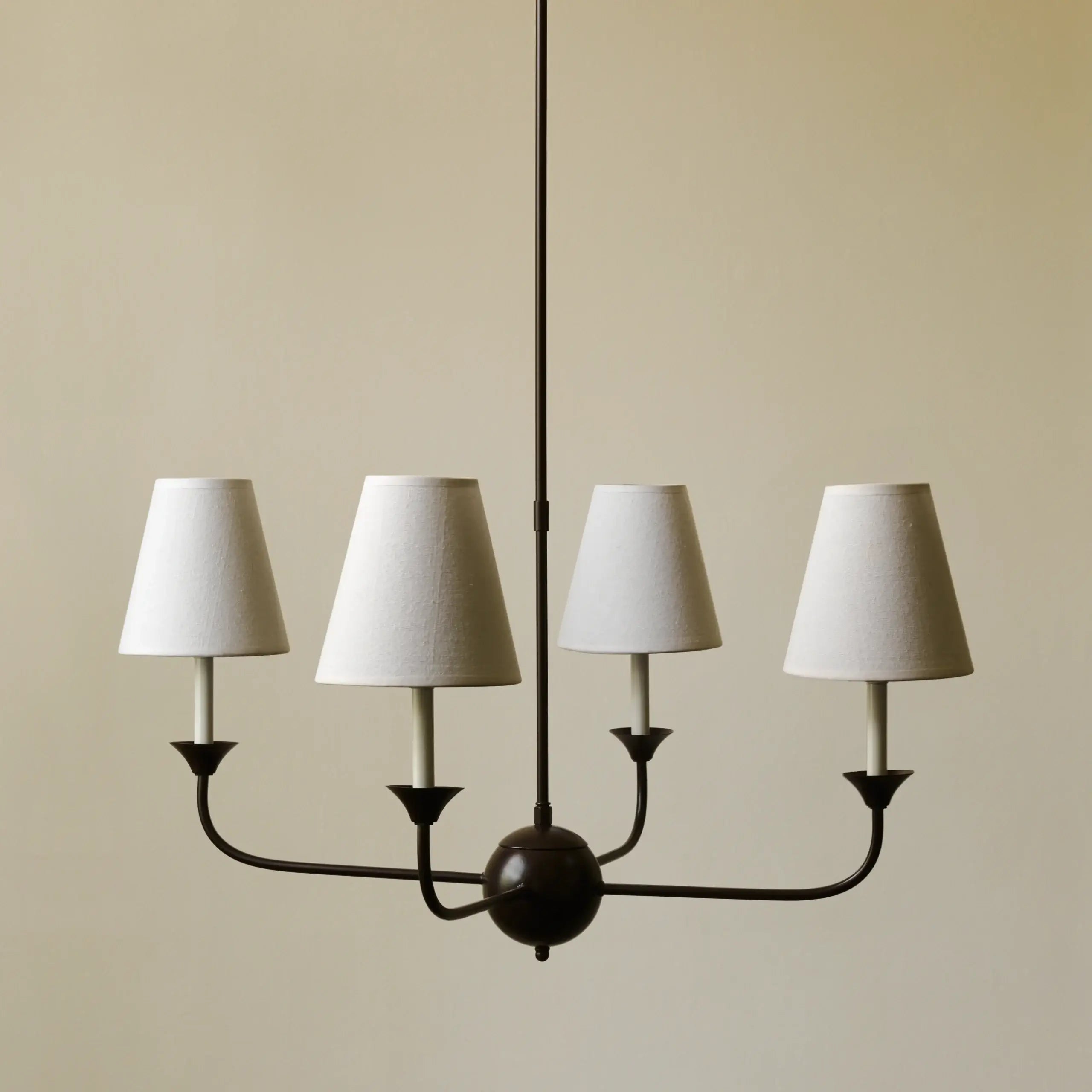 Pigalle 4 Lights Vintage White Linen Lampshades Chandelier
