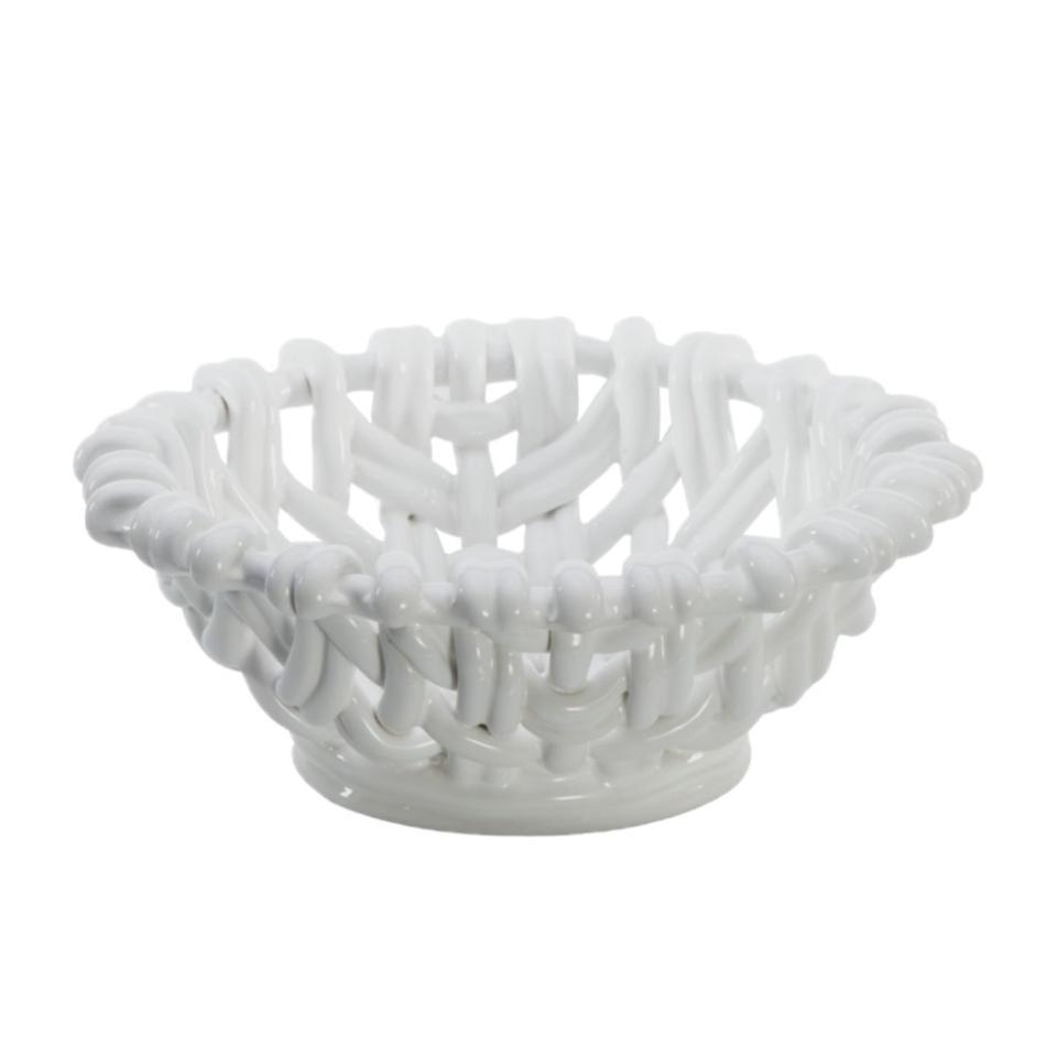 Small Round Basket White