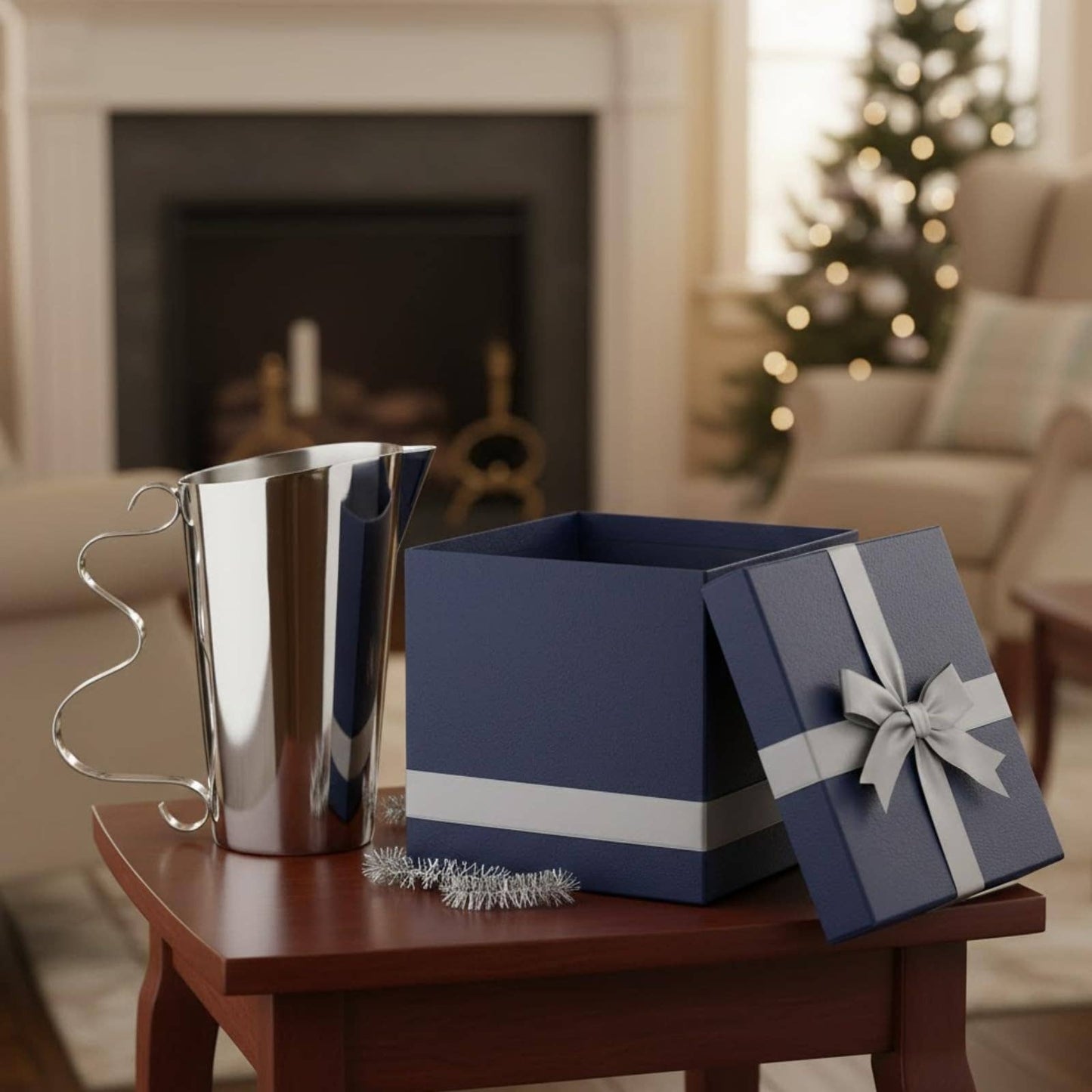 Stainless Steel Swirl Pitcher – Polished Mirror Finish