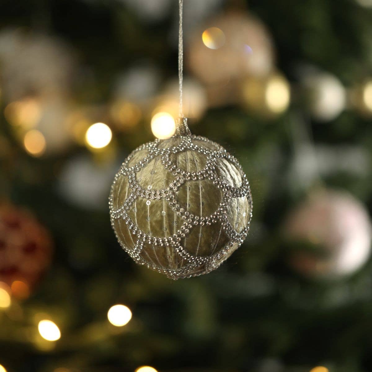 4"Sage Embellished Ball Ornament