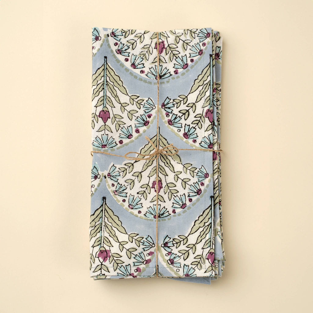 Sakura Block Print Napkins S/4, Blue