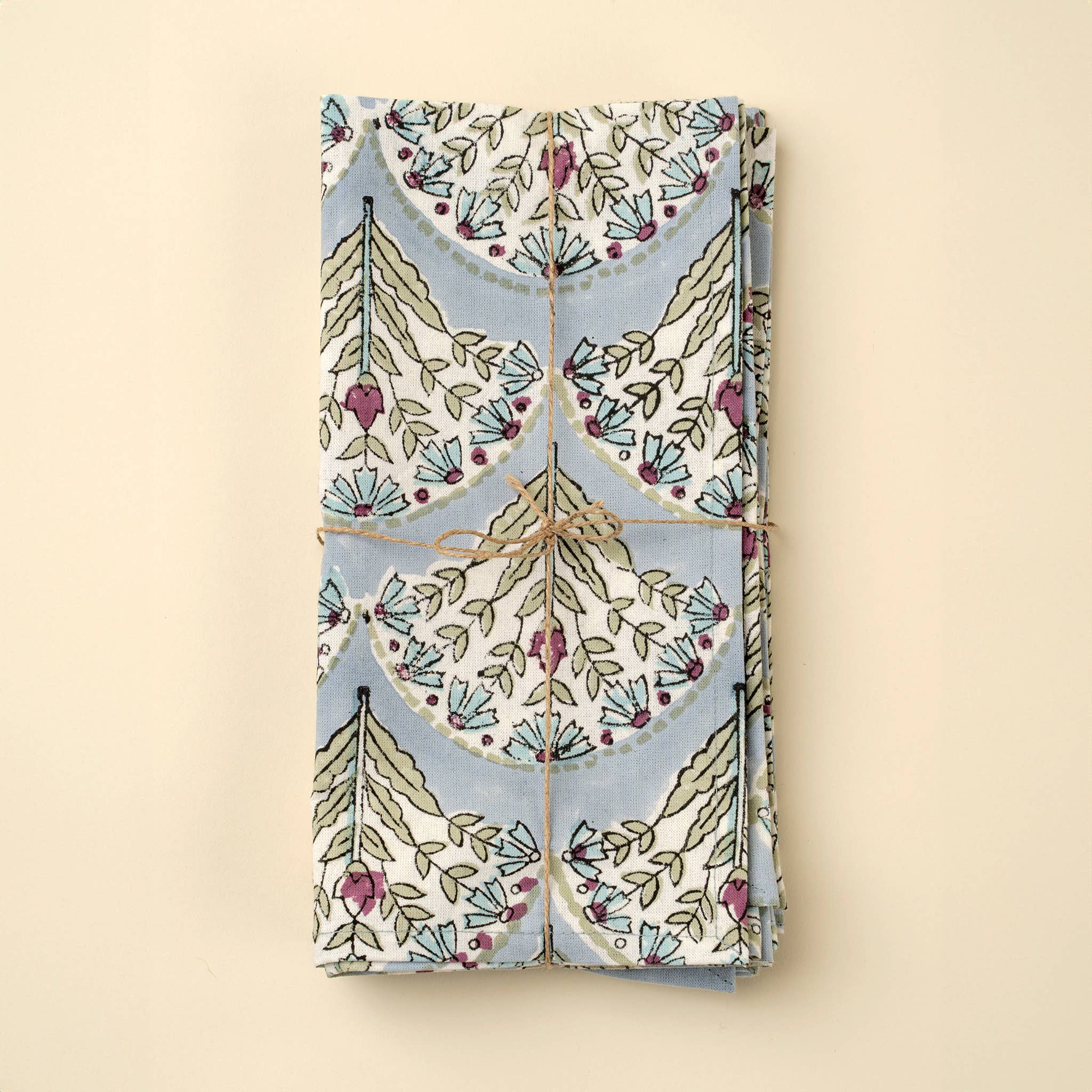Sakura Block Print Napkins S/4, Blue