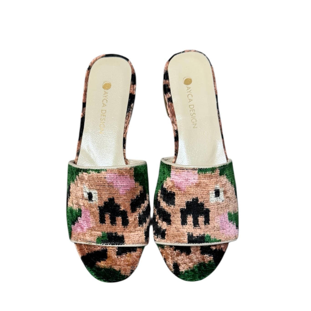 Silk Velvet Ikat Open Toe Slide
