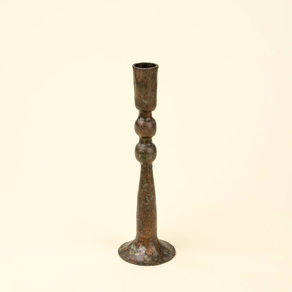 Caldera Forged Candlestick L, Rustic Brass