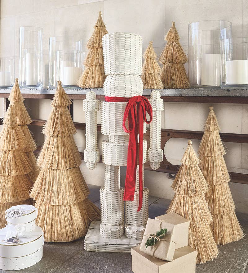 White All-Weather Rattan Nutcracker - Red