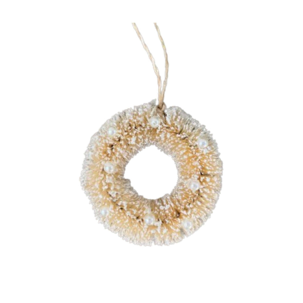 3" Mini Bottlebrush Wreath (Pearl White)
