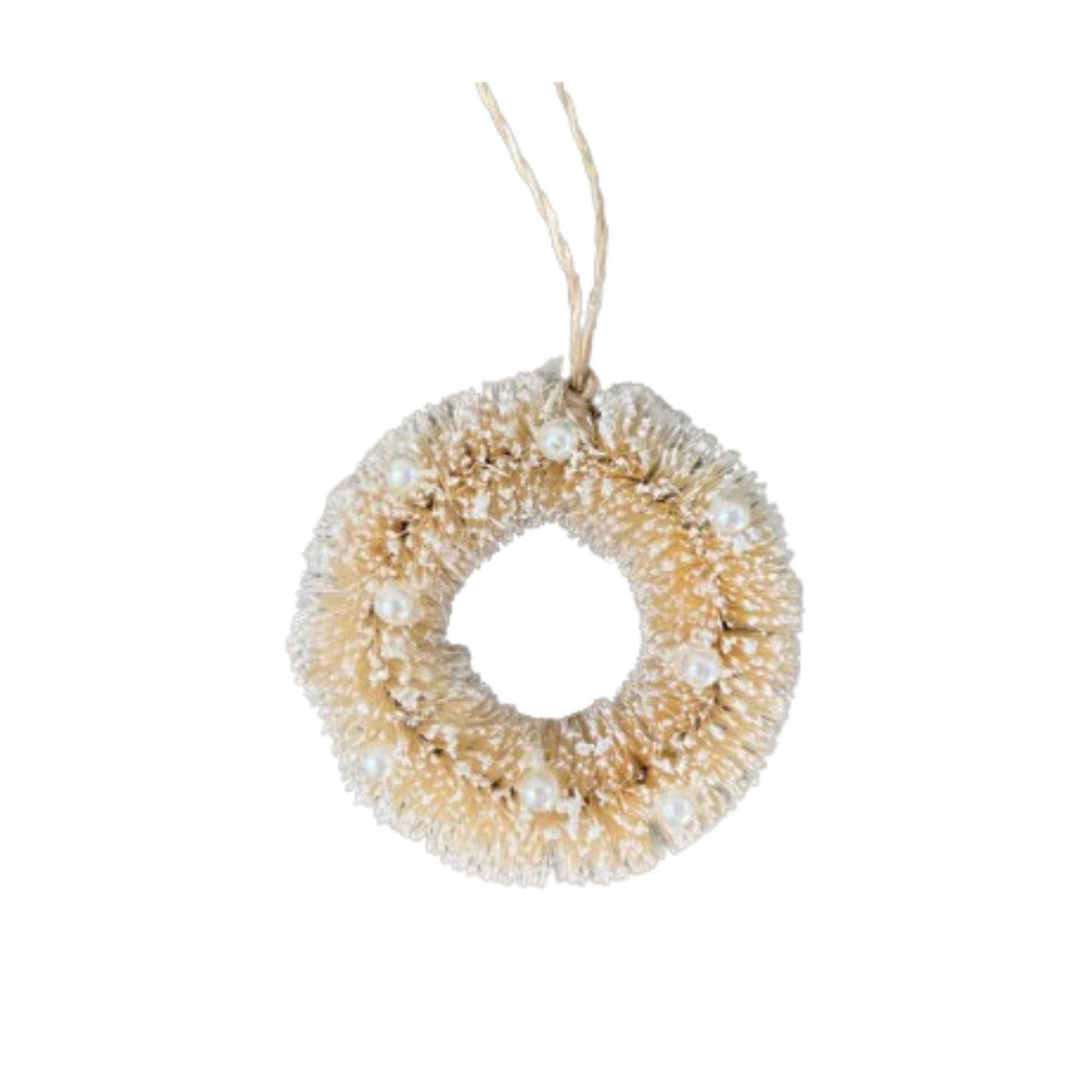3" Mini Bottlebrush Wreath (Pearl White)