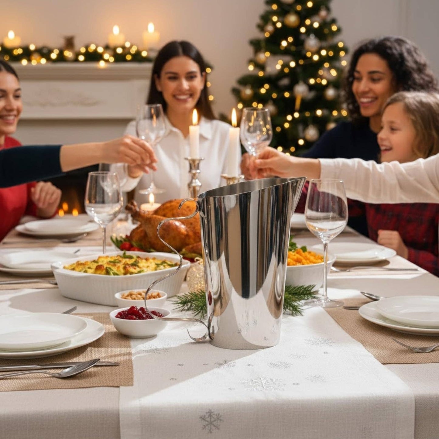 Stainless Steel Swirl Pitcher – Polished Mirror Finish