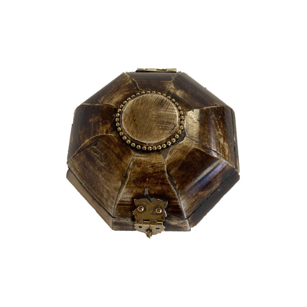 Antiqued Primitive Bone Box with Brass Latch, 3-1/4"