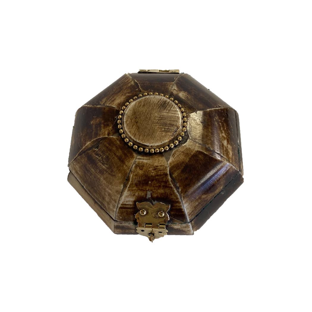 Antiqued Primitive Bone Box with Brass Latch, 3-1/4"