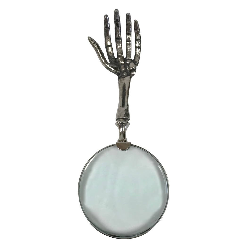 10-1/2" Skeleton Hand Nickel Magnifying Glass