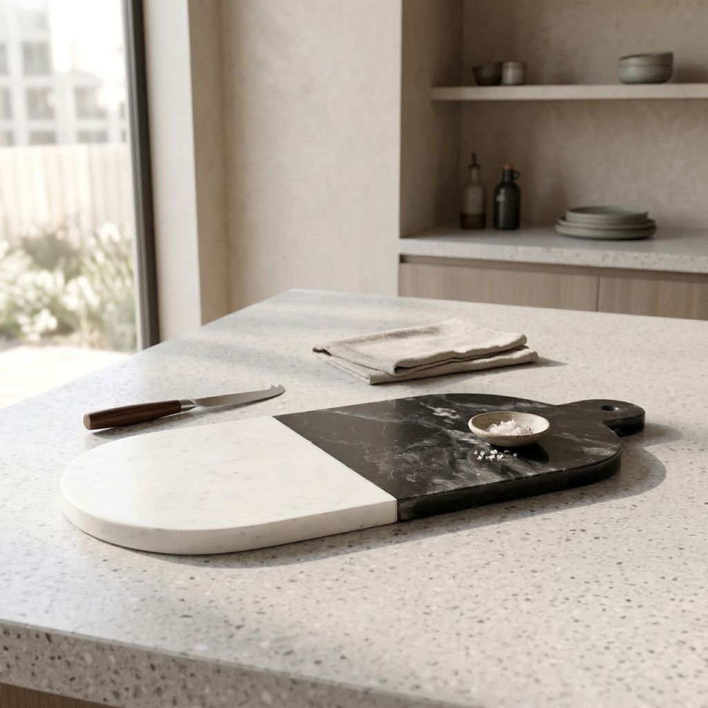 Oval Marble Black&White Cheese Board