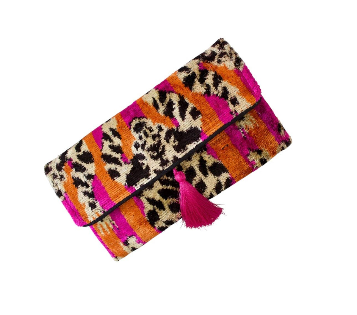 Silk Velvet Ikat Clutch