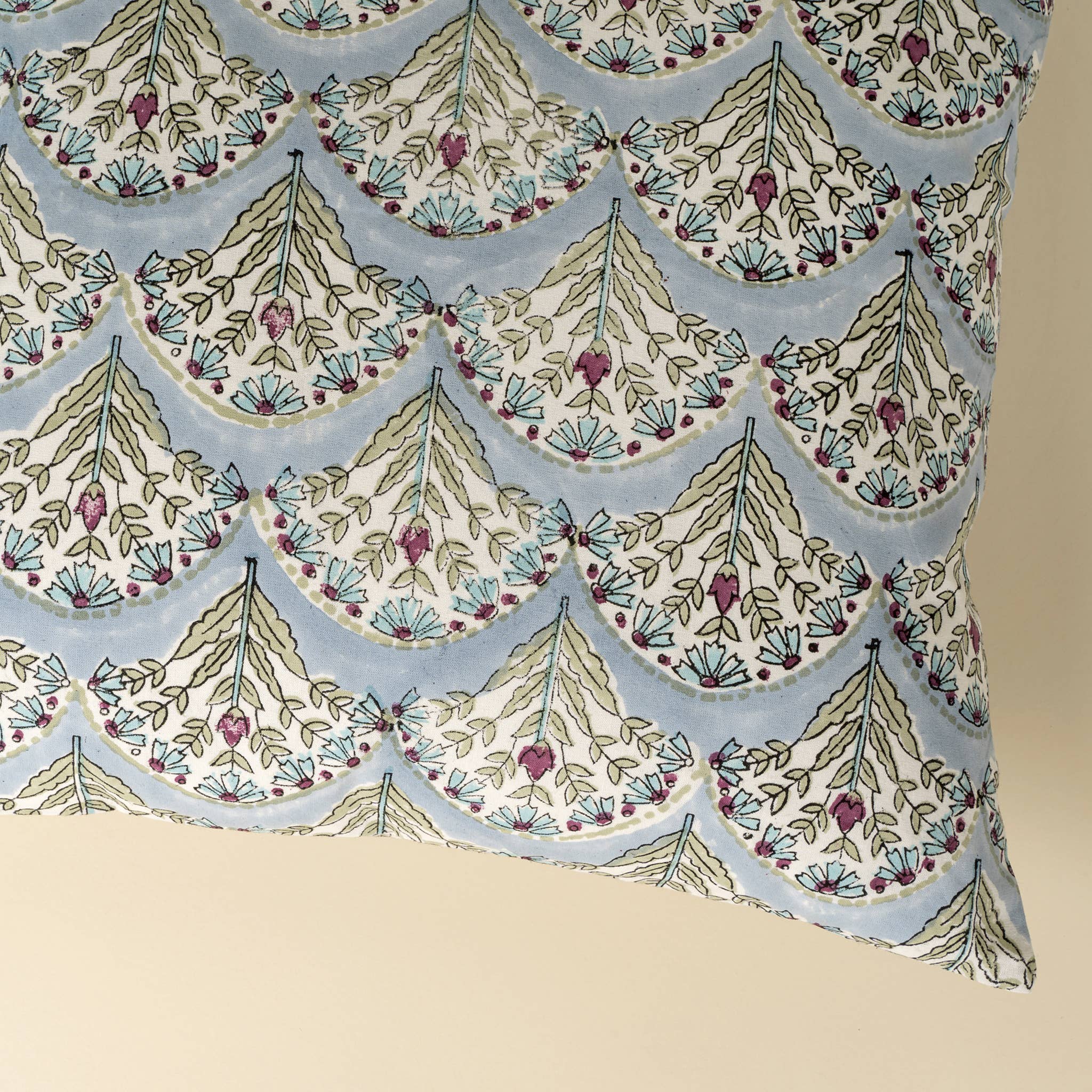 20x20 Sakura Block Print Pillow, Blue