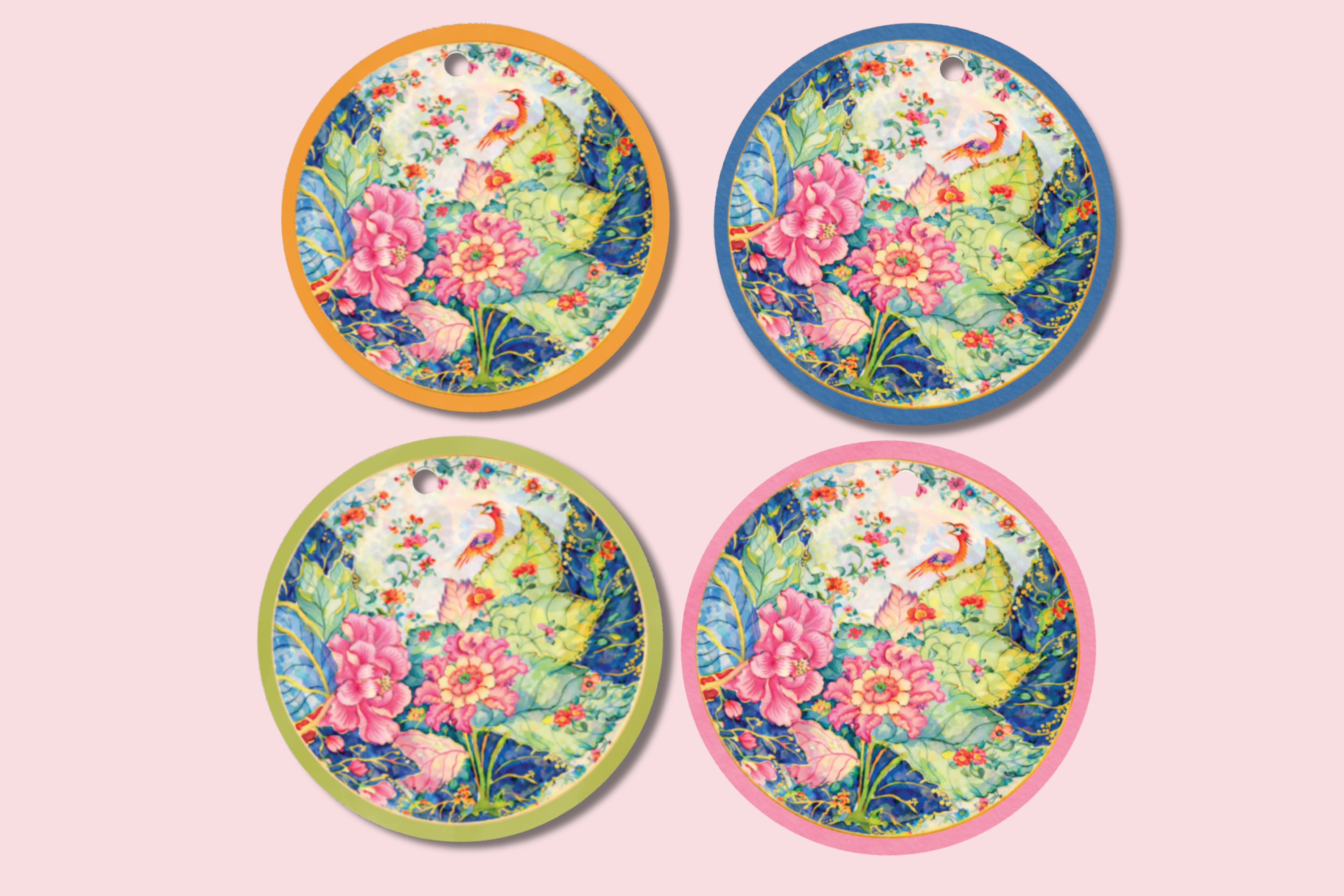 Tobacco Leaf Inspired, Chinoiserie Gift Tag Set of 8