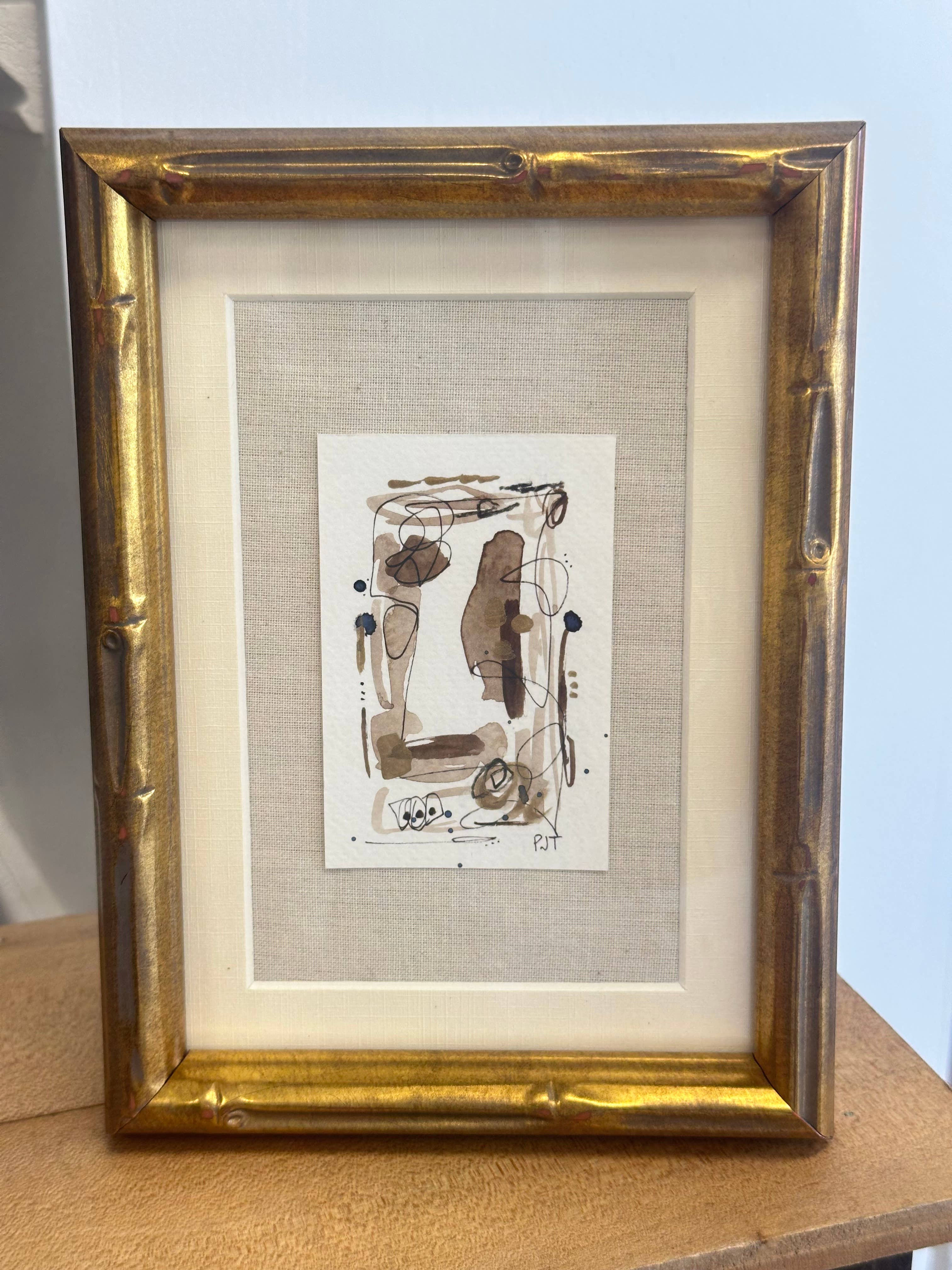 Original Abstract Watercolor, Bamboo Frame 5x7