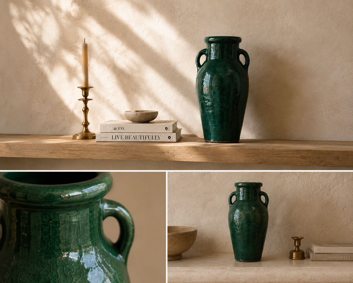 Emerald Amphora | Handcrafted Mediterranean Vessel