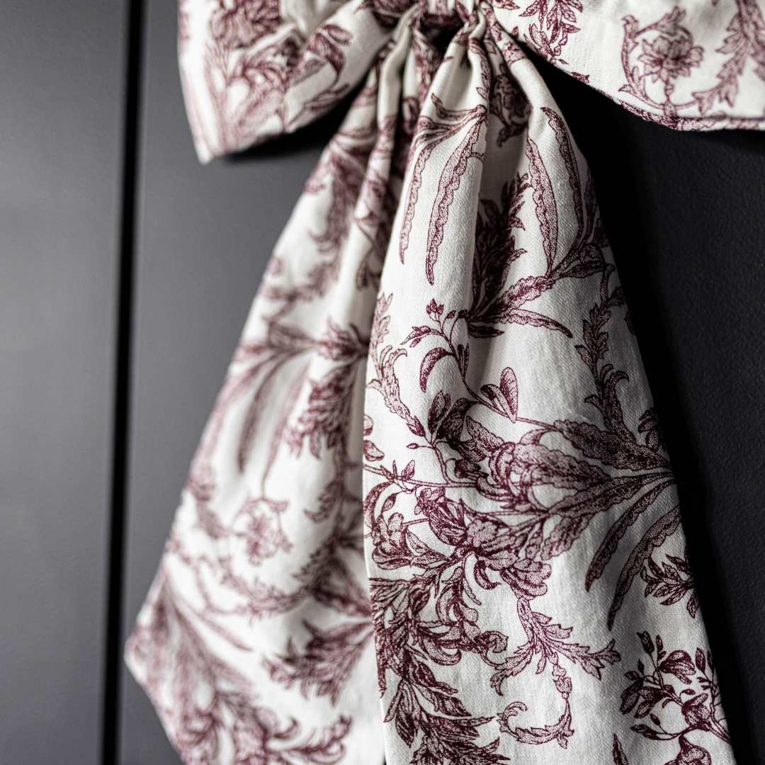 Bows Star Toile Burgundy Fabric
