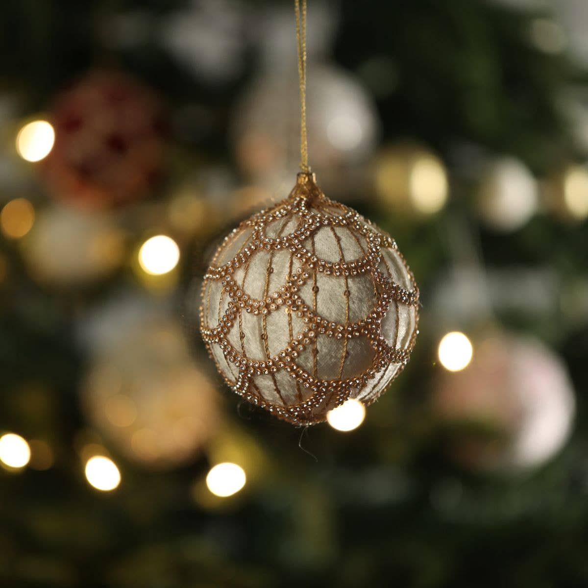4" Ivory Embellished Ball Ornament