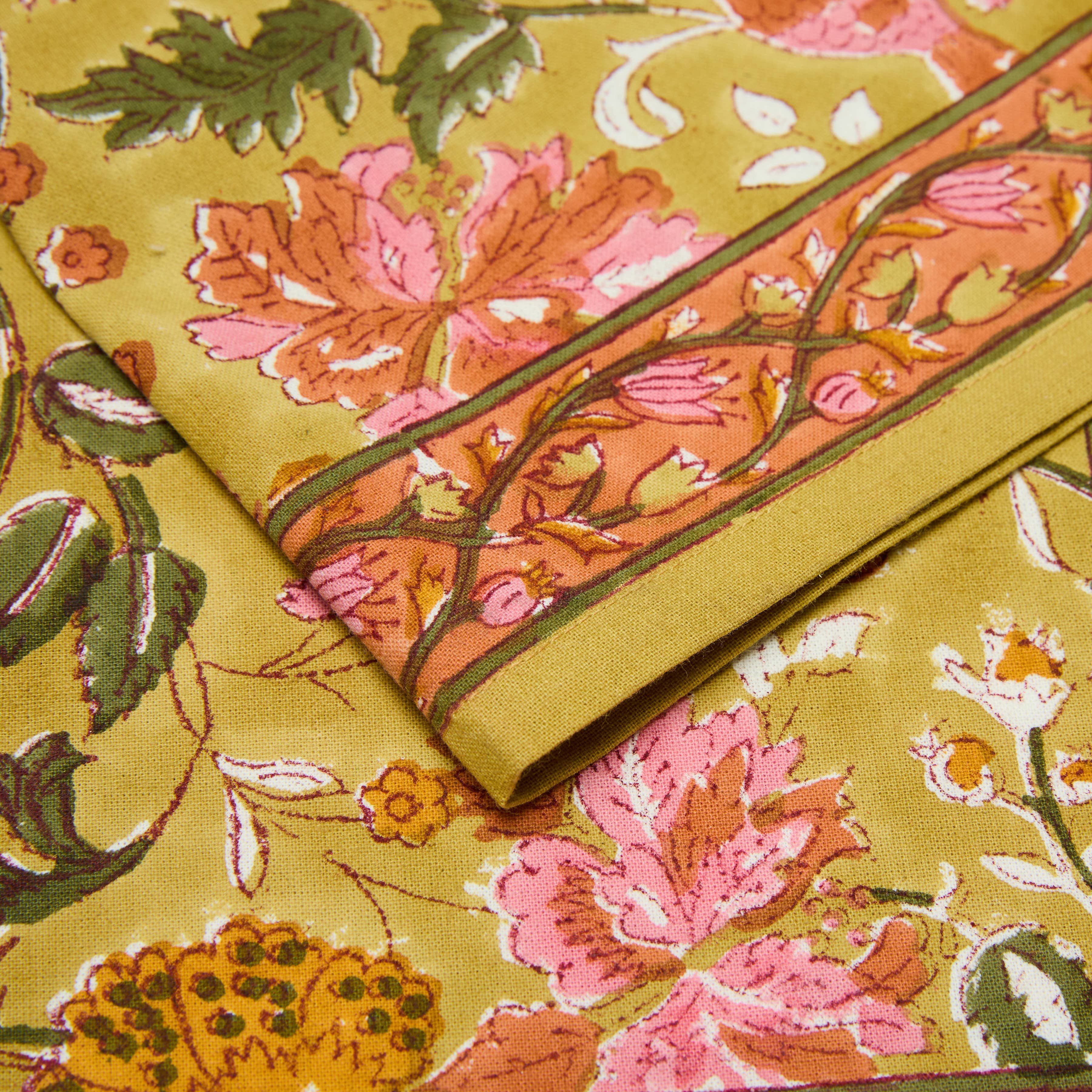 Damaris Pink & Mustard Napkins - Set of 4