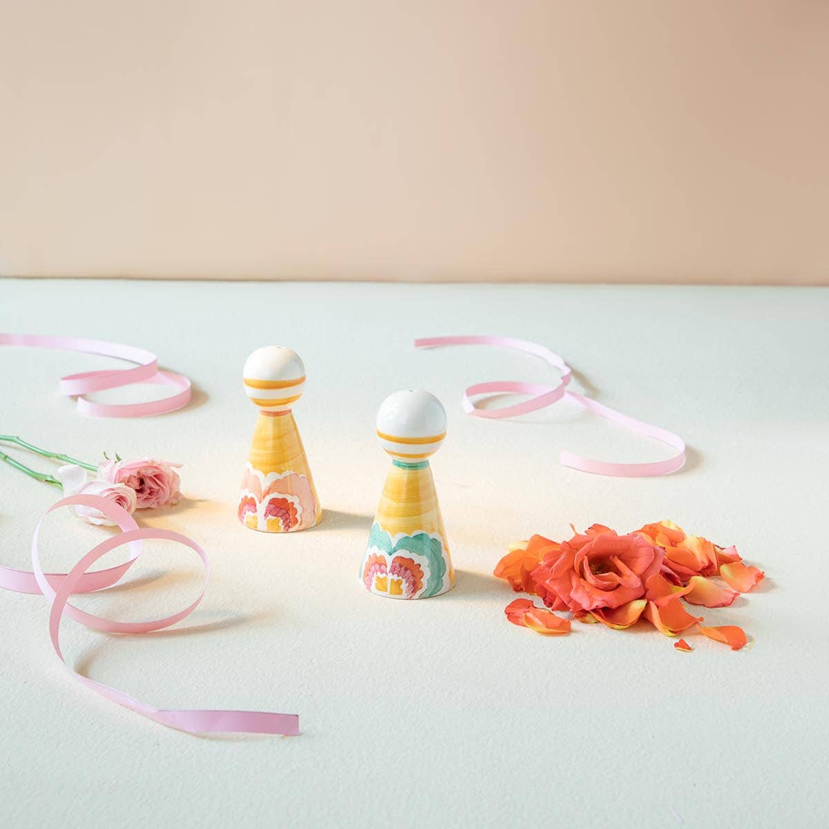 Rose Ceramic Salt And Pepper Shaker (Set Of 2) - 2x2x4.3 Inches