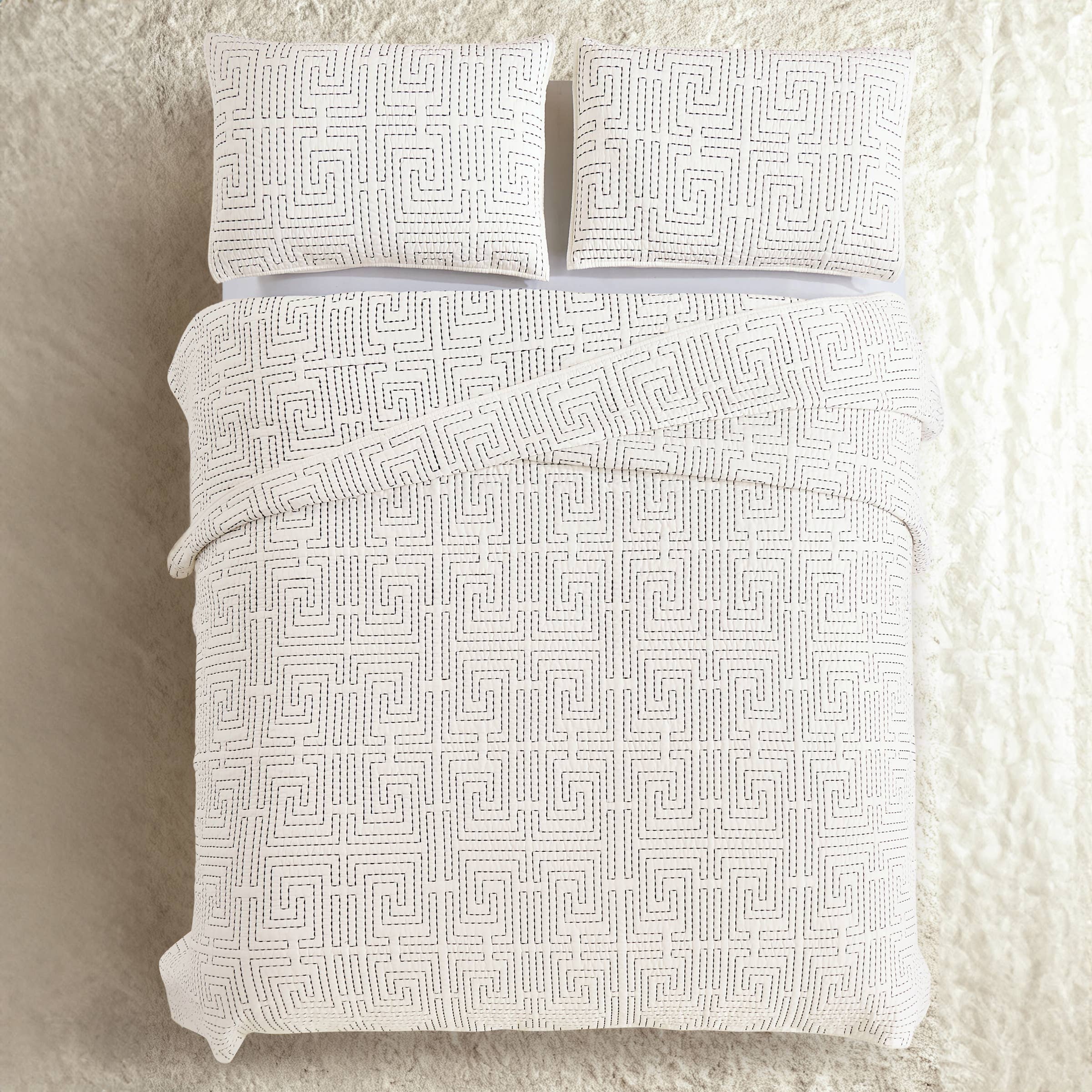 GREEK KEY QUILT SET - 3PC - Dee Ocleppo