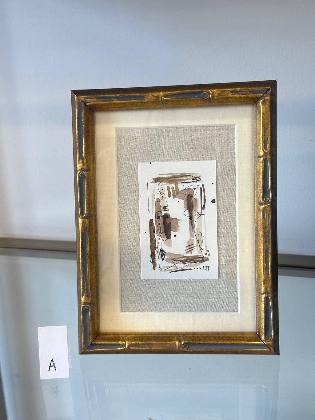 Original Abstract Watercolor, Bamboo Frame 5x7