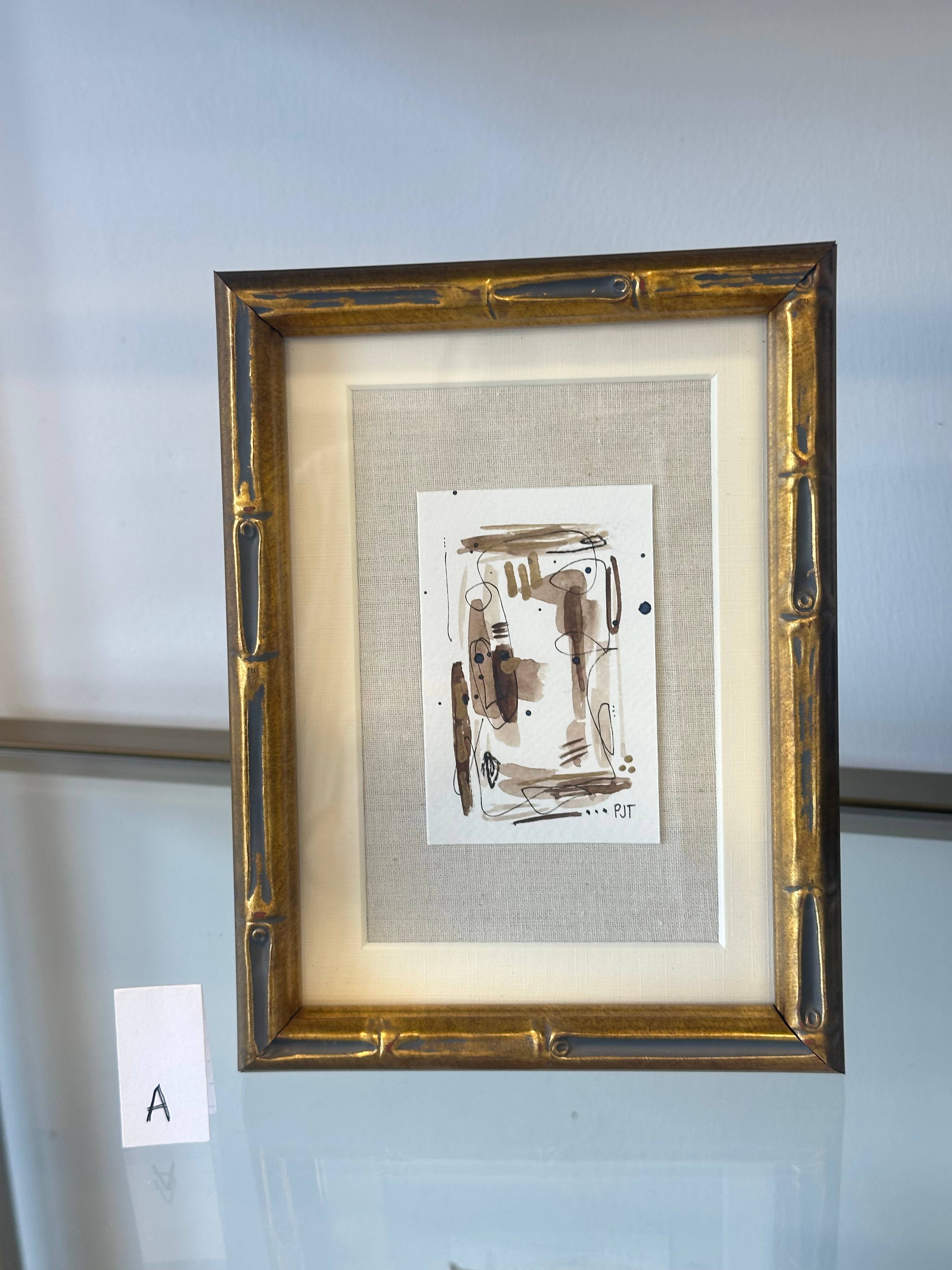 Original Abstract Watercolor, Bamboo Frame 5x7
