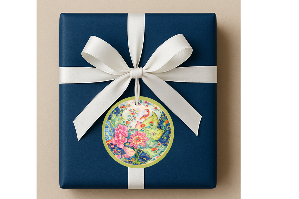 Tobacco Leaf Inspired, Chinoiserie Gift Tag Set of 8