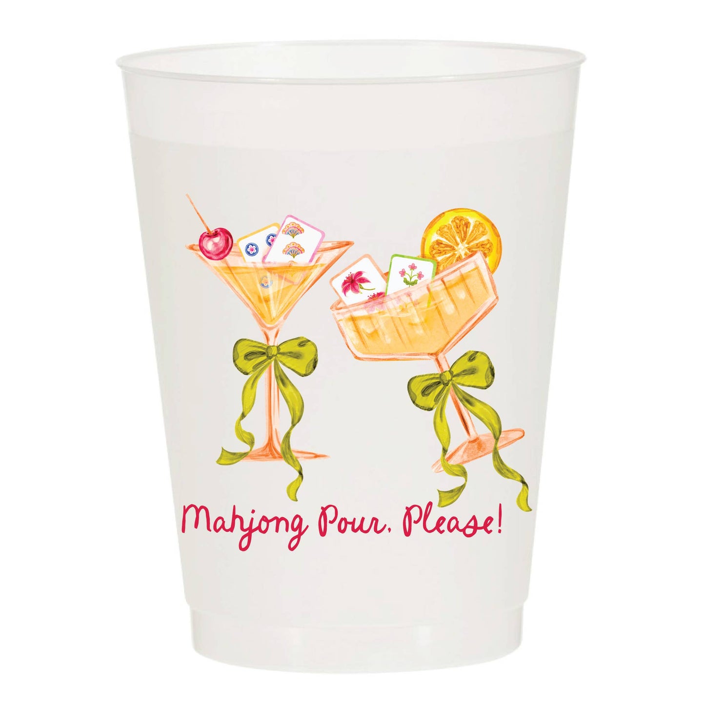 Mahjong Pour, Please! Full Color Frosted Cups - Mahjong