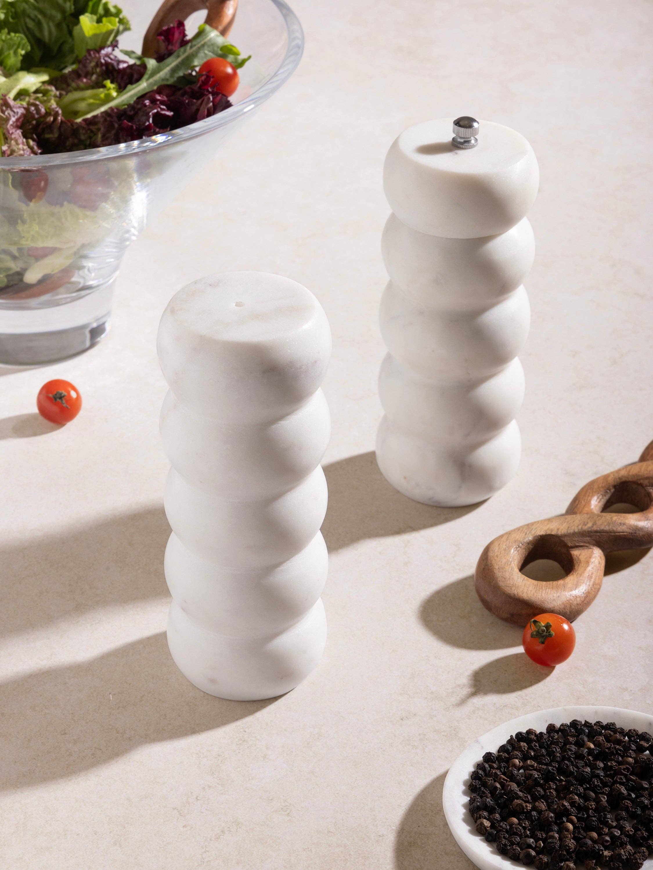 Quinto Sculpted Marble Salt & Pepper Set