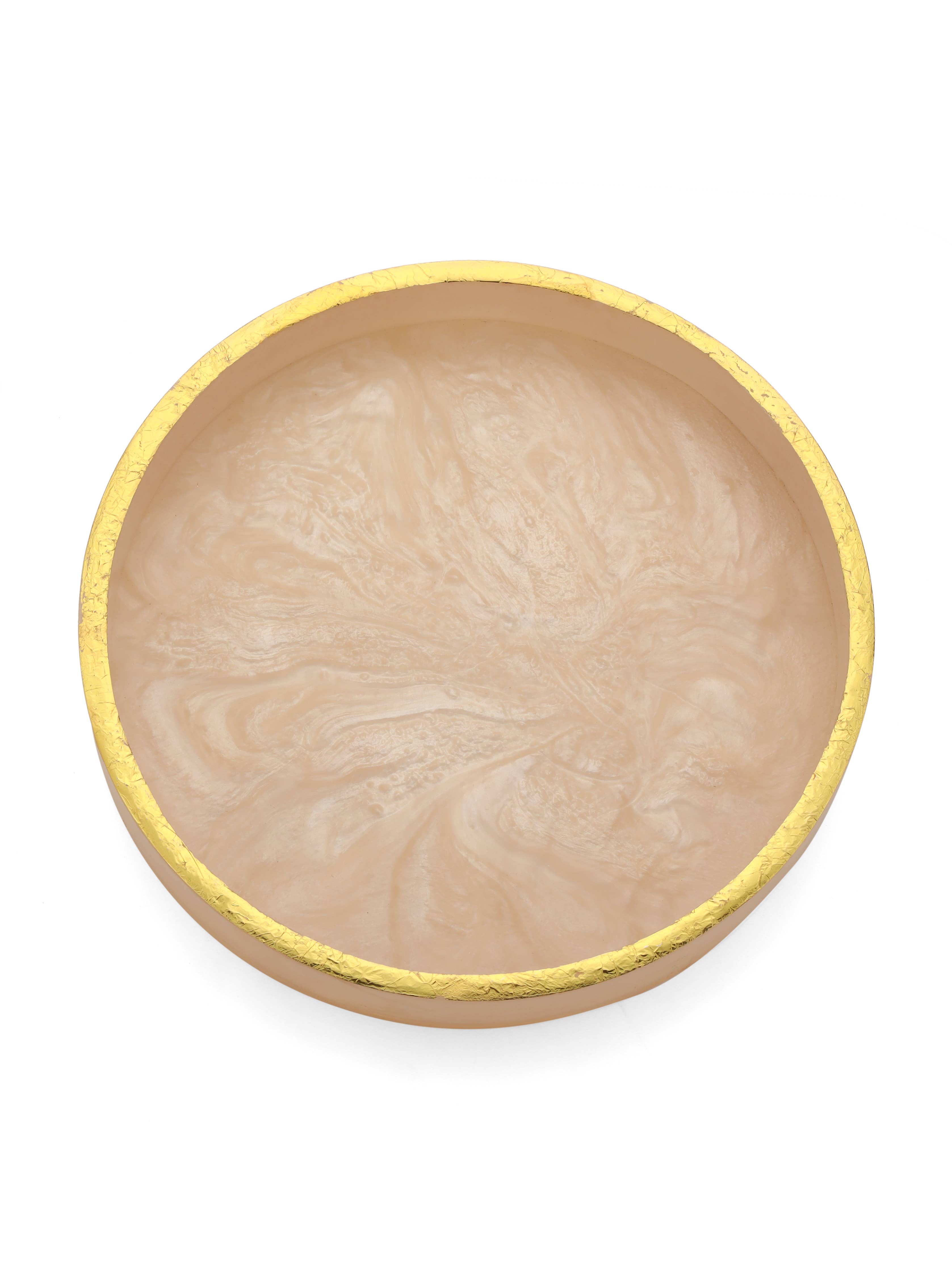 Ivory Resin Round Serving  Tray