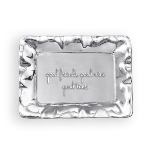 Vento Rectangular Engraved Tray "good friends, good wine, good times"