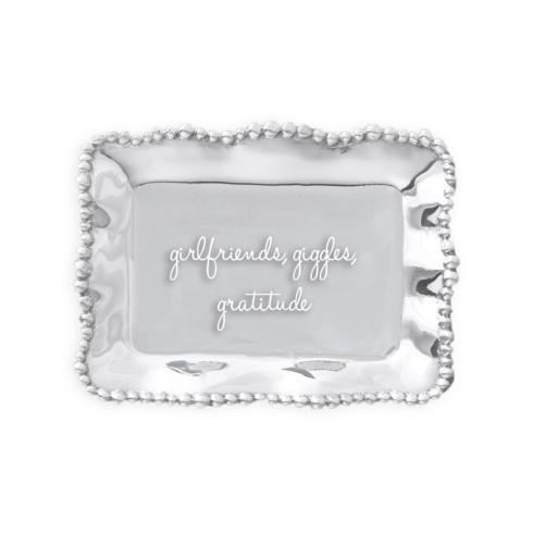 Organic Pearl Rectangular Engraved Tray "girlfriends, giggles, gratitude"