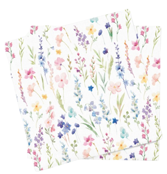 6LLN-Stonewashed Linen Print Napkins - Pastel Florals