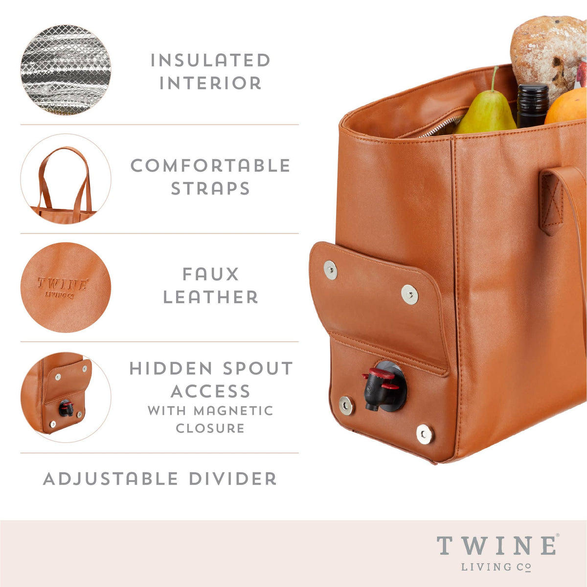 Faux Leather Insulated Wine Tote