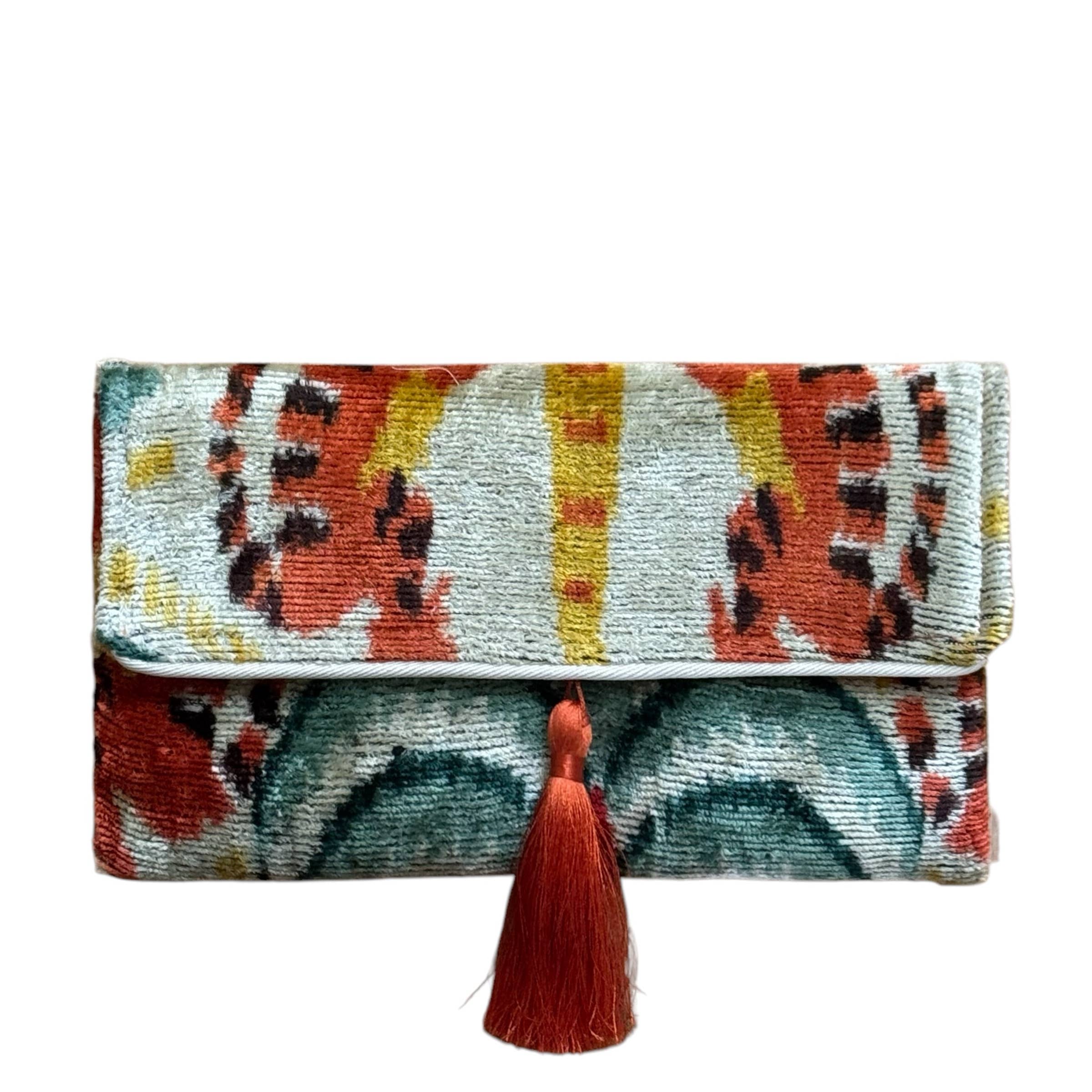Silk Velvet Ikat Clutch