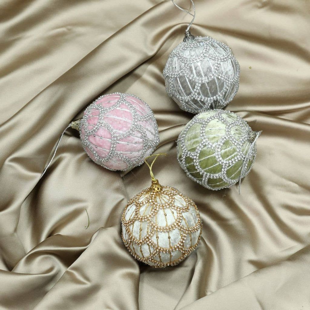4" Ivory Embellished Ball Ornament