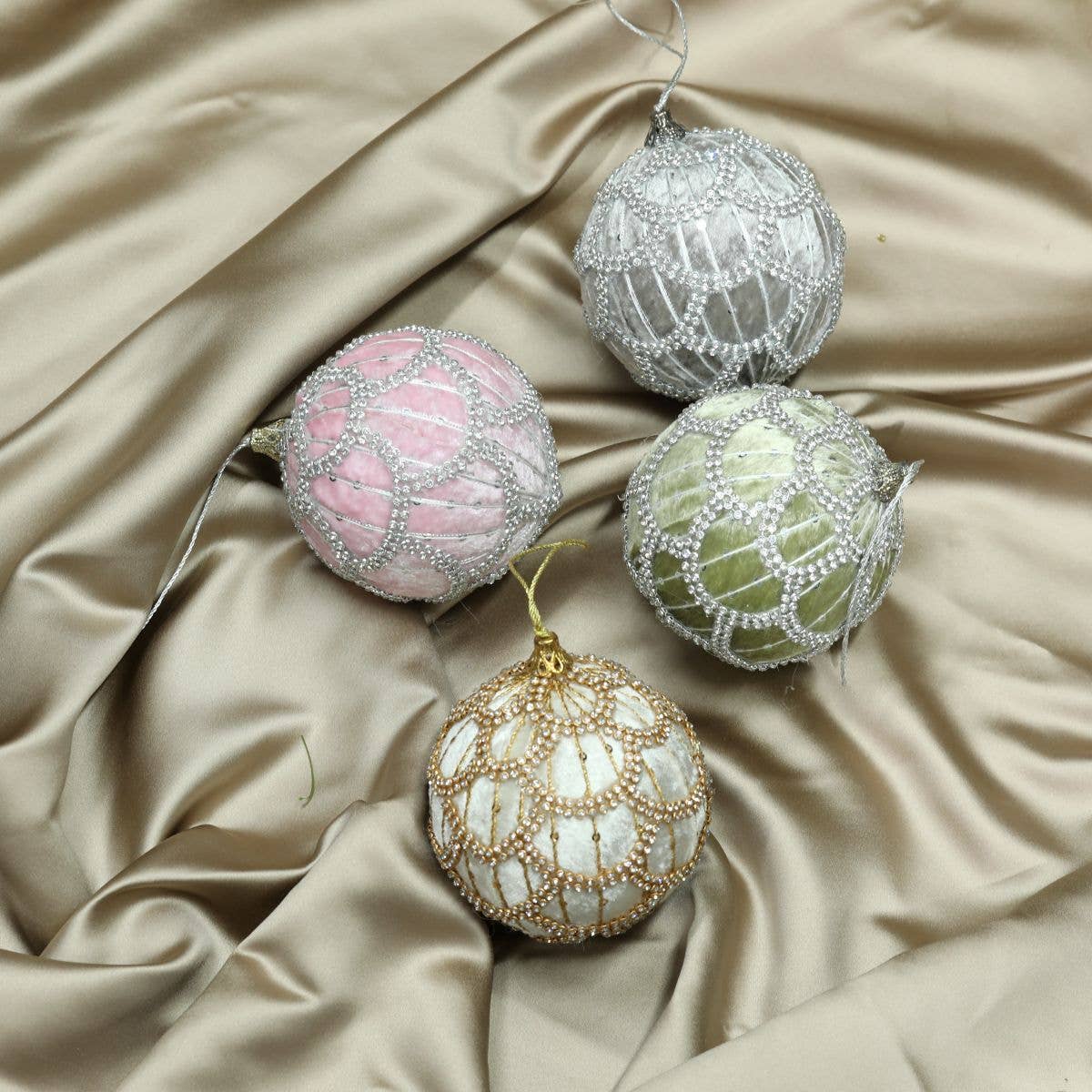 4" Ivory Embellished Ball Ornament