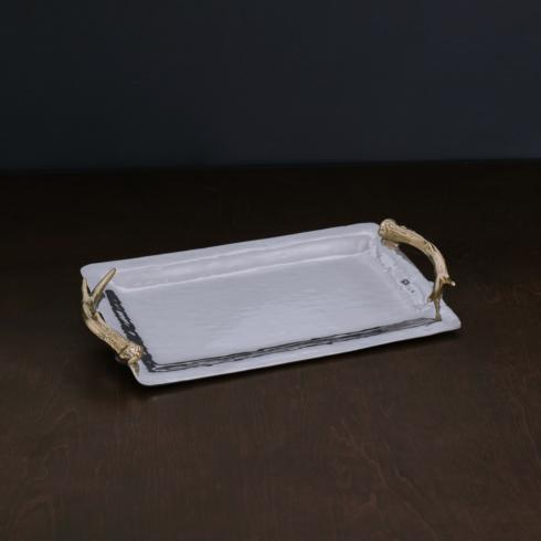 Antler Emerson Long Rectangular Tray with Gold Handles