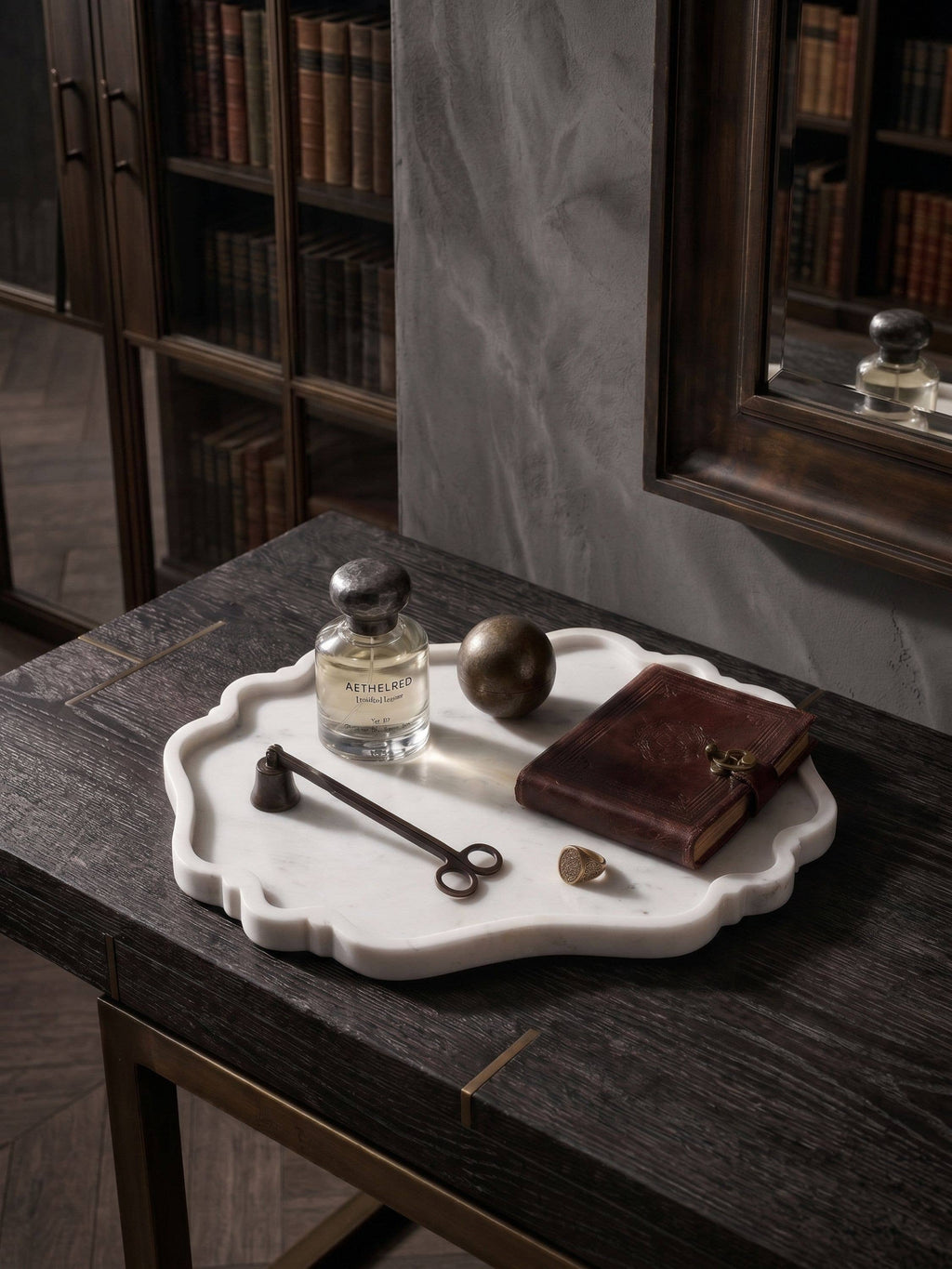Cascade Scalloped Marble Tray