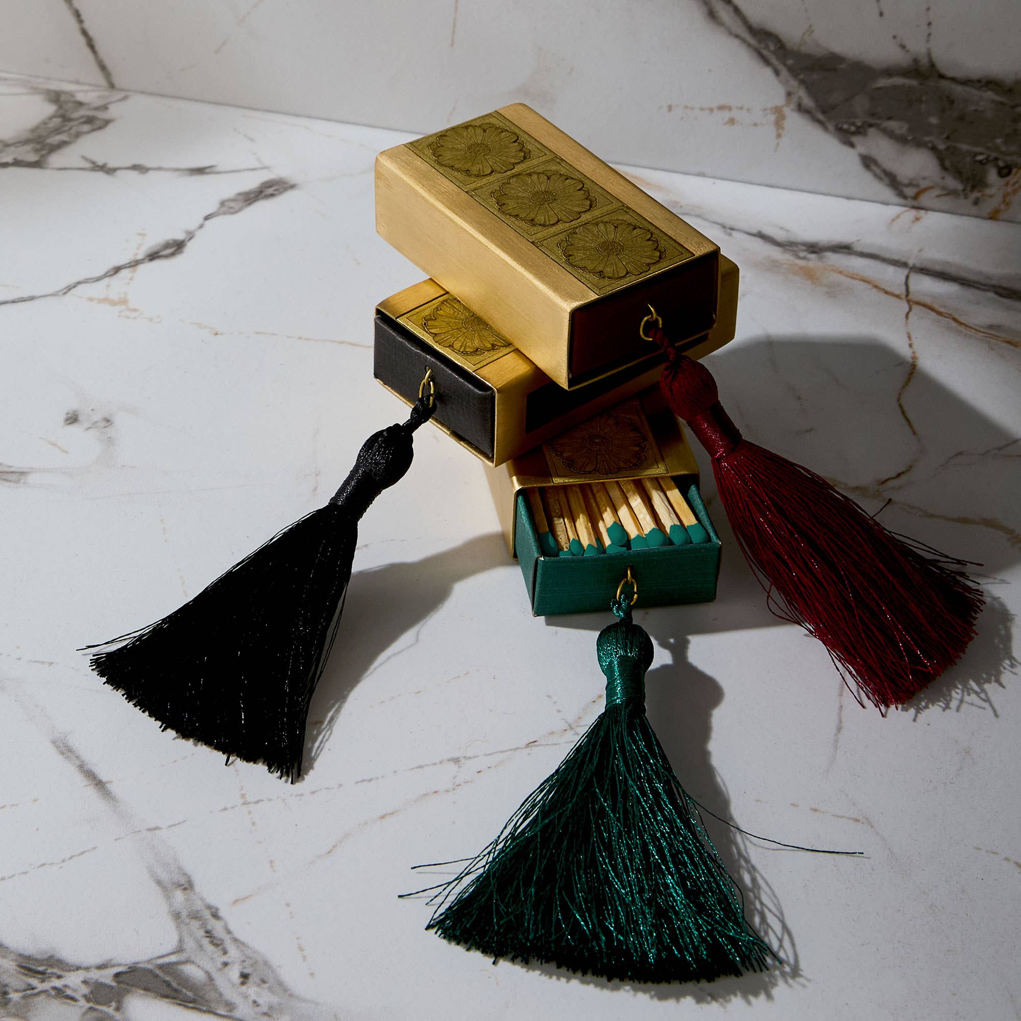 Gilded Brass Matchbox with Black Tassel