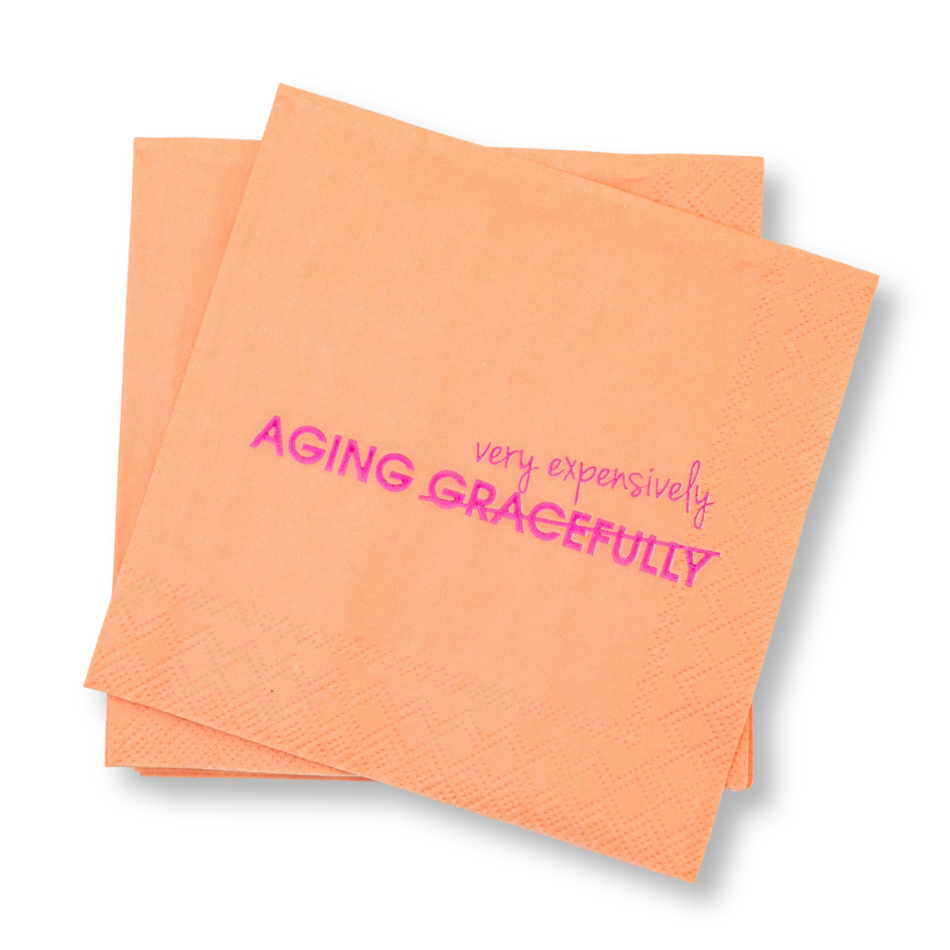 Aging Very Expensively - Cocktail Napkins, Birthday Decor