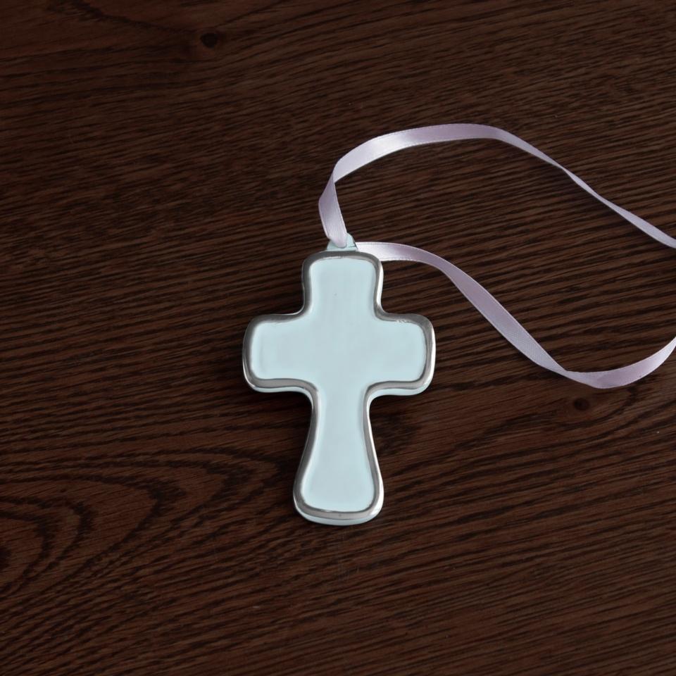 Athens Cross Ornament (Sky Blue)