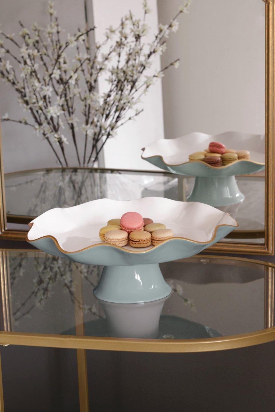 ENCANTO Carola Pedestal Cake Plate (Slate and White)